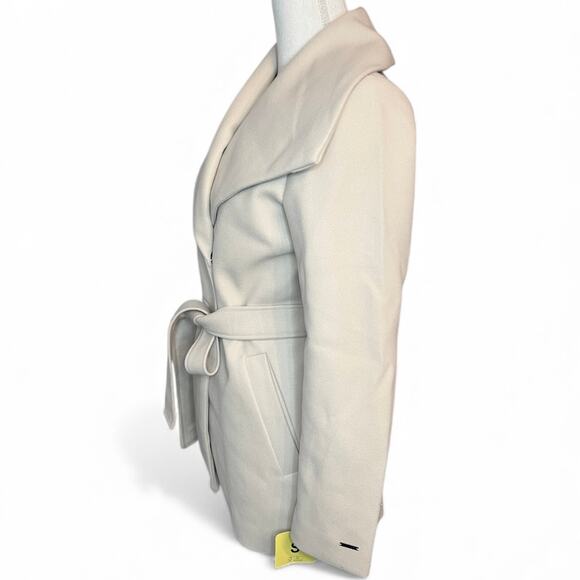 Tahari Ella belted wrap coat tan quiet luxury scandi girl NEW minimalist - Picture 4 of 10